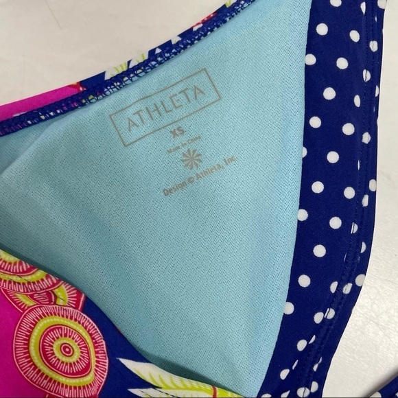 Athleta Floral Polka Dot Halter Neck Tankini Swim Suit Size XS - Picture 4 of 5